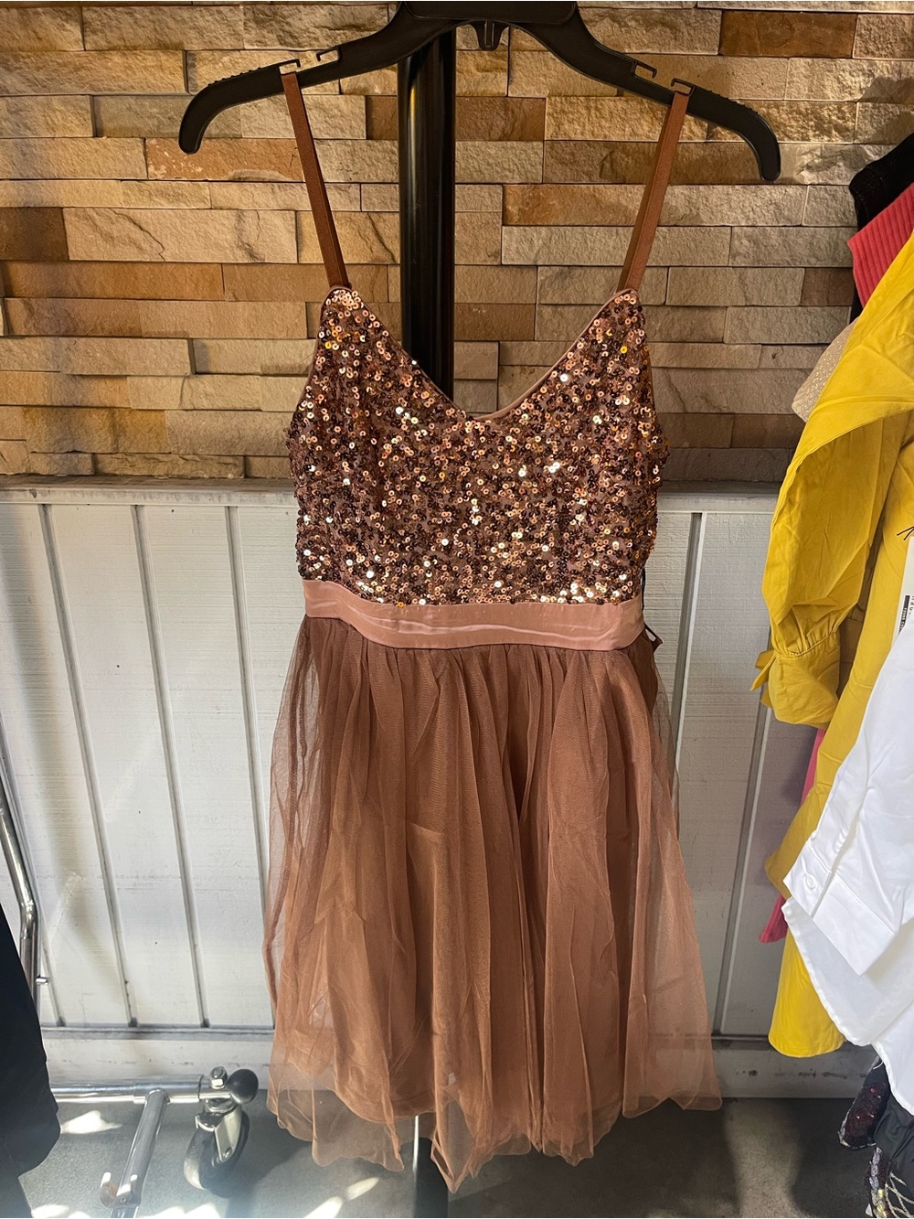 Haute Monde Rose Gold Sequin Mini Dress